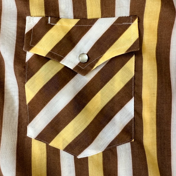 Vintage 70s Men’s Ranchwear Striped Western Shirt - Picture 3 of 8